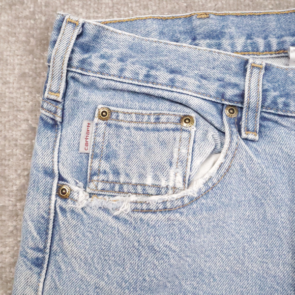 Vintage Carhartt Straight Traditional Fit 38x30 Light Wash Blue Denim Jeans - Picture 7 of 16